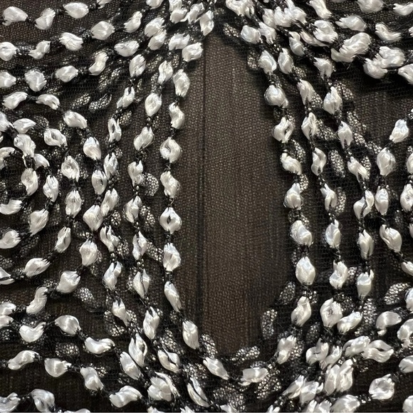 Chicos Travel Collection Needle Stitch Stiff Sheer
Black Silver Thread Jacket L - Picture 9 of 12